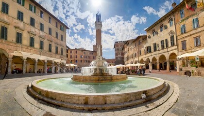 fonte branda is the oldest and perhaps most impressive fountain of siena italy - obrazy, fototapety, plakaty