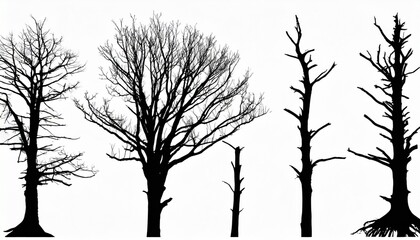 dead tree black silhouette set vector illustration
