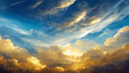golden indigo blue abstract mystical galaxy abstract cloudscape hd phone wallpaper ai generated - obrazy, fototapety, plakaty