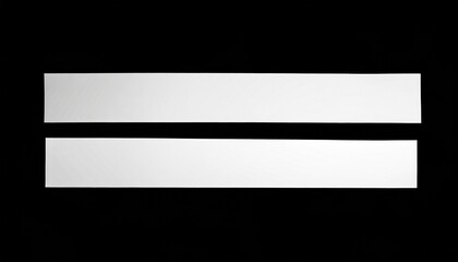 two strips of white paper on a black background