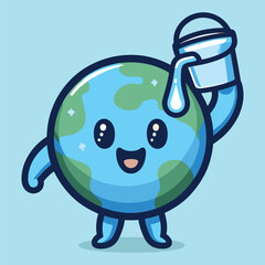 Free vector cute world water day cartoon flat isolated