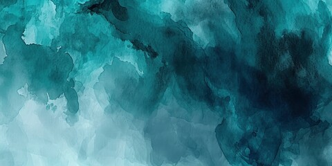 Abstract watercolor paint background by teal color blue and green with liquid fluid texture for background, banner - obrazy, fototapety, plakaty
