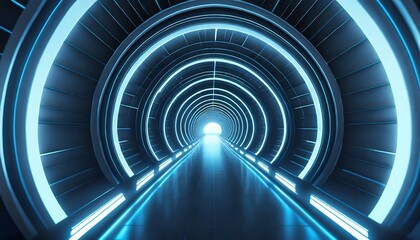 high tech neon blue tunnel generation ai