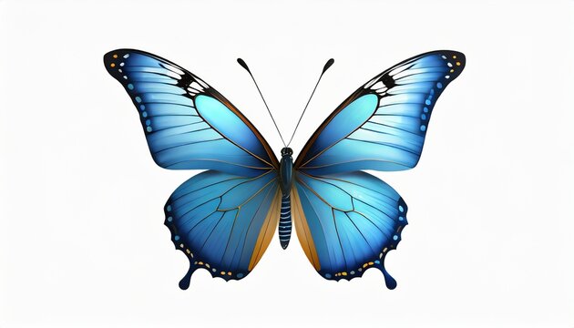 beautiful blue butterfly isolated on a white background generative ai illustration