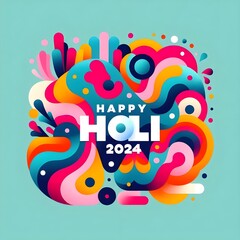 illustration of abstract colorful Happy Holi background card design for color festival of India celebration greetings social media