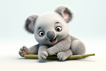 cute koala 3d animal is lying down