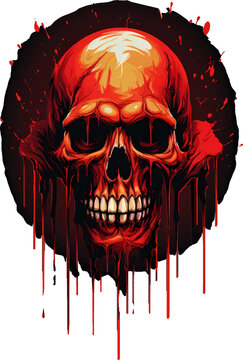 T-shirt design. skull with dripping blood, transparent background
