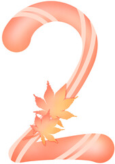 Fototapeta premium Number 2 clipart image, beautiful number with autumn leaves, decorative number font png