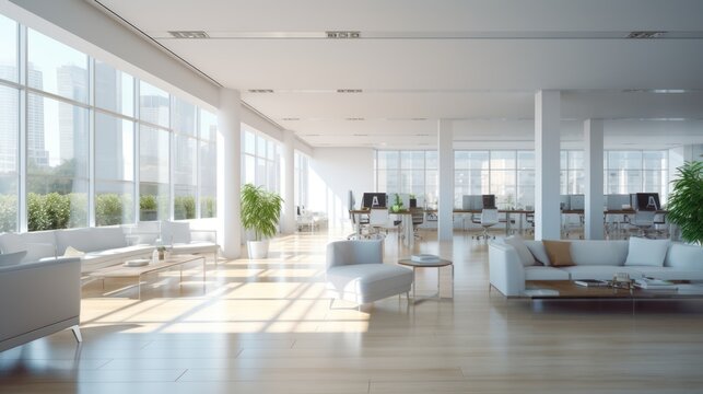 White open space office interior can be used as background