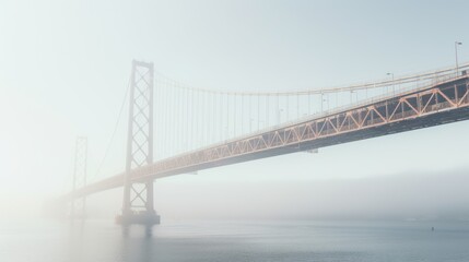 Fototapeta premium Modern bridge in the mist,Landscape, large buildings, rivers and bridges