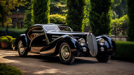 The Timeless Elegance of the Bugatti Royale: A Glimpse into Automotive Royalty. Ai Generated - obrazy, fototapety, plakaty