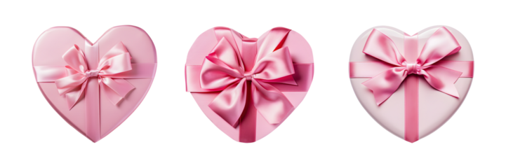 Pink heart ribbon isolated on white background