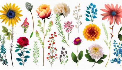 set of elements natural floral flowers vintage corner graphic design pack
