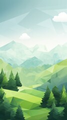 Fototapeta premium A Green Landscape With Trees and Mountains in the Background