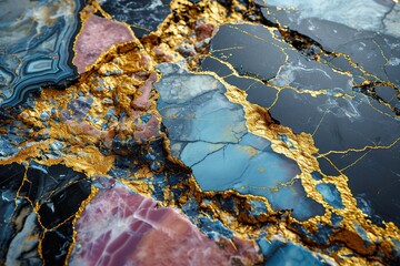 Fototapeta premium Abstract minimalist geometric marble agate luxury wallpaper background pattern. Mosaic dendritic lines.