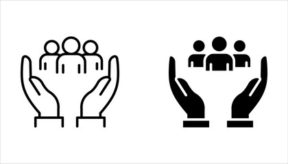 An inclusive workplace. Employee’s Protection Filled Outline icon set vector illustration.