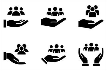 An inclusive workplace. Employee’s Protection Filled Outline icon set vector illustration. - obrazy, fototapety, plakaty