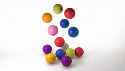 juggling balls in a row studio white background