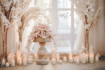 wedding decoration with  flowers and candles