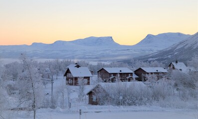 Winter in Björkliden, Lappland in the North of Sweden with temparatures below 30°C