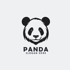 Black and white angry panda face vector EPS logo design templates. 