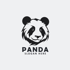 Black and white angry panda face vector EPS logo design templates. 