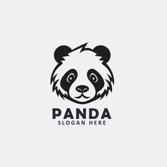 Black and white angry panda face vector EPS logo design templates. 