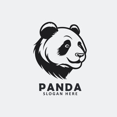 Black and white angry panda face vector EPS logo design templates. 