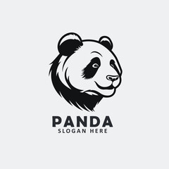 Black and white angry panda face vector EPS logo design templates. 