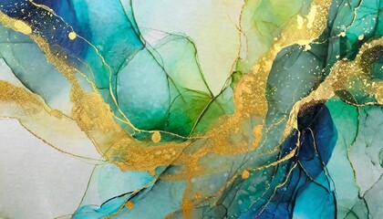 art abstract watercolor flow blot painting color canvas marble texture background gold glitter alcohol ink