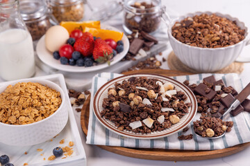 New pictures of oat grains taken with chocolate, high quality pictures