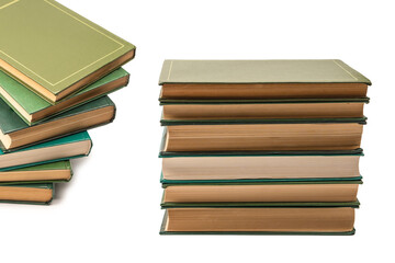 Old books isolated on white background.