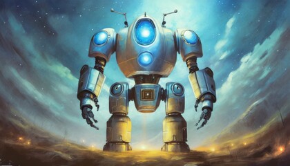 portrait of a giant robot fantasy concept illustration painting