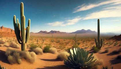 Fototapeten desert landscape with cacti generation ai © Enzo