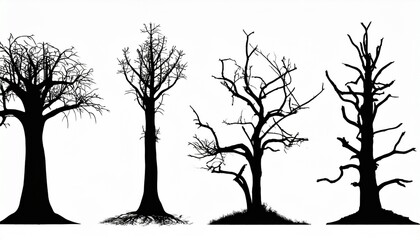 dead tree black silhouette set vector illustration