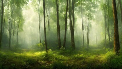 photo wallpapers for the interior wall decor in grunge style the forest is in a fog a fresco...