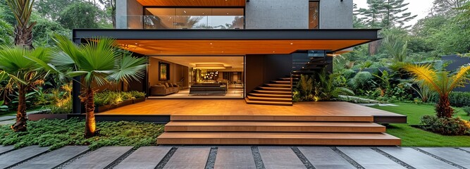 The front door of a contemporary home .