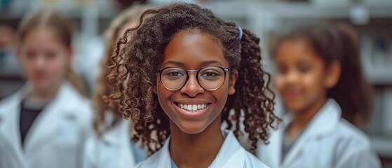 Students and the teacher observing a scientific experiment chemical process in the classroom.