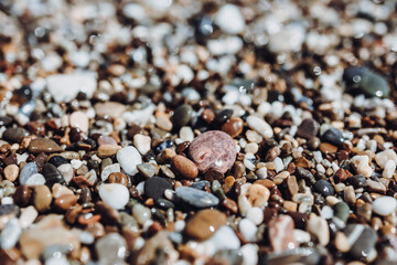 gravel texture, sea gravel. beach made of small stones