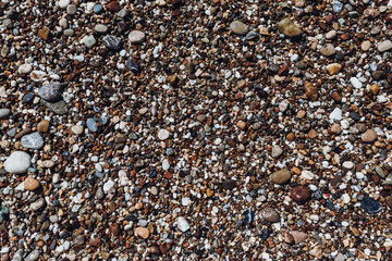 gravel texture, sea gravel. beach made of small stones