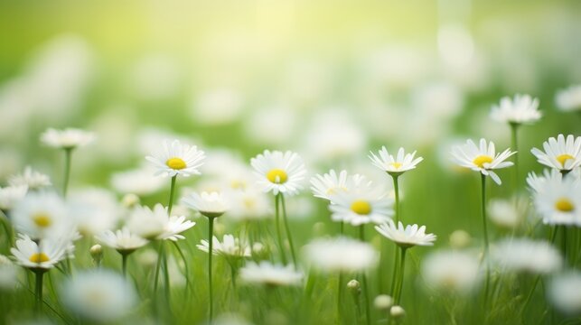 Field of White Daisies Bathed in Sunlight