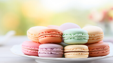 Fototapeta na wymiar colorful macaroons on a table dessert, macaroon, macaron, food, cake, sweet, french, colorful, macaroons, biscuit, pink, cookie, delicious, snack, macarons, white, france, green, assortment, cookies