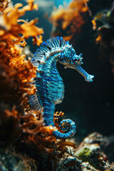 Obraz premium Seepferdchen blau