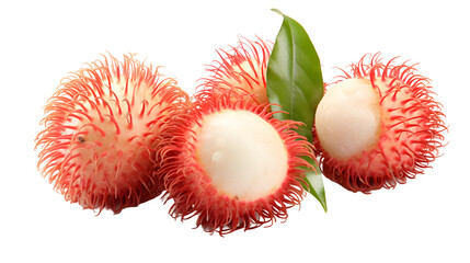 Rambutan, transparent background, high-resolution image, tropical fruit, hairy exterior, vibrant color, rambutan clipart, exotic produce illustration