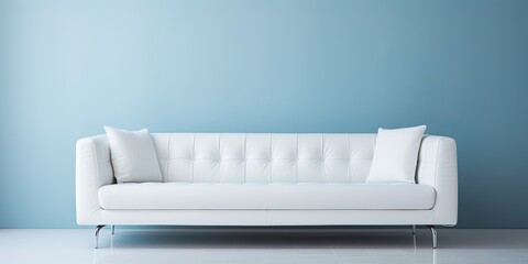 Contemporary white sofa in a studio setting.