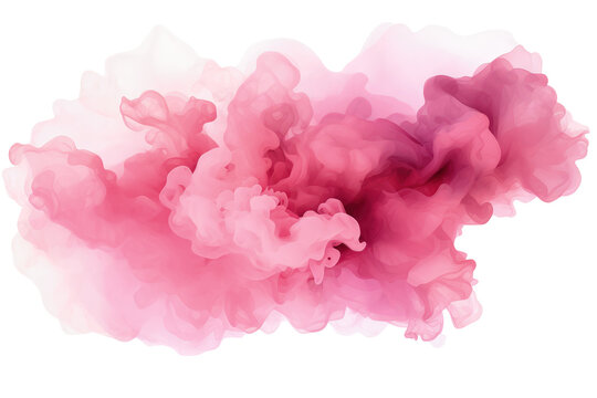 Cloud of abstract pink powder explosion isolated
