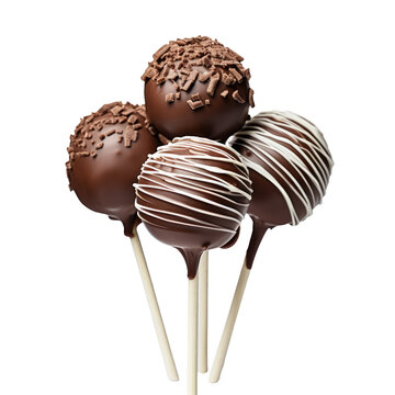 Chocolate cake pop with frosting isolated