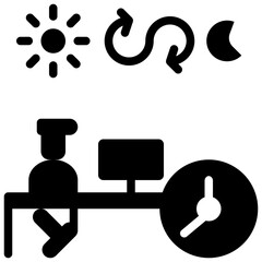 flexible hours glyph style icons