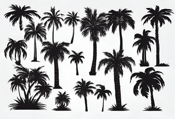 Palm tree background, several coconut trees, palm trees, summer, large background