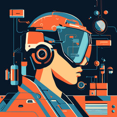 Cybernetic Explorer: Futuristic Sci-Fi Character Illustration